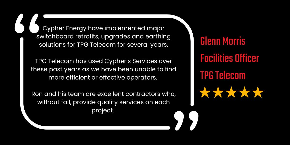5 star review from TPG Telecom Facilities Officer praising efficient service