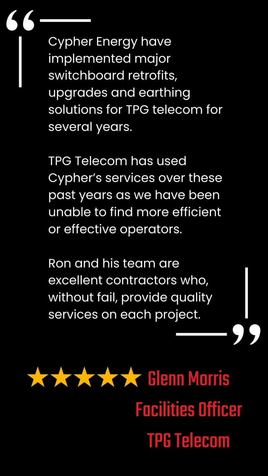 5 star review from TPG Telecom Facilities Officer praising efficient service